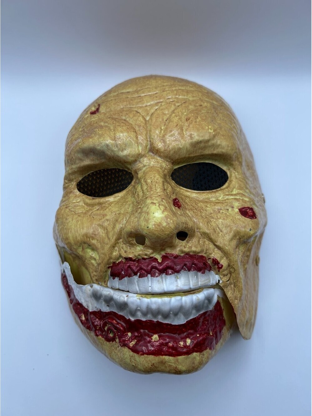 Horror Zombie Grinning Flesh Face Mask Full Head Halloween Cosplay Mesh Eyeholes